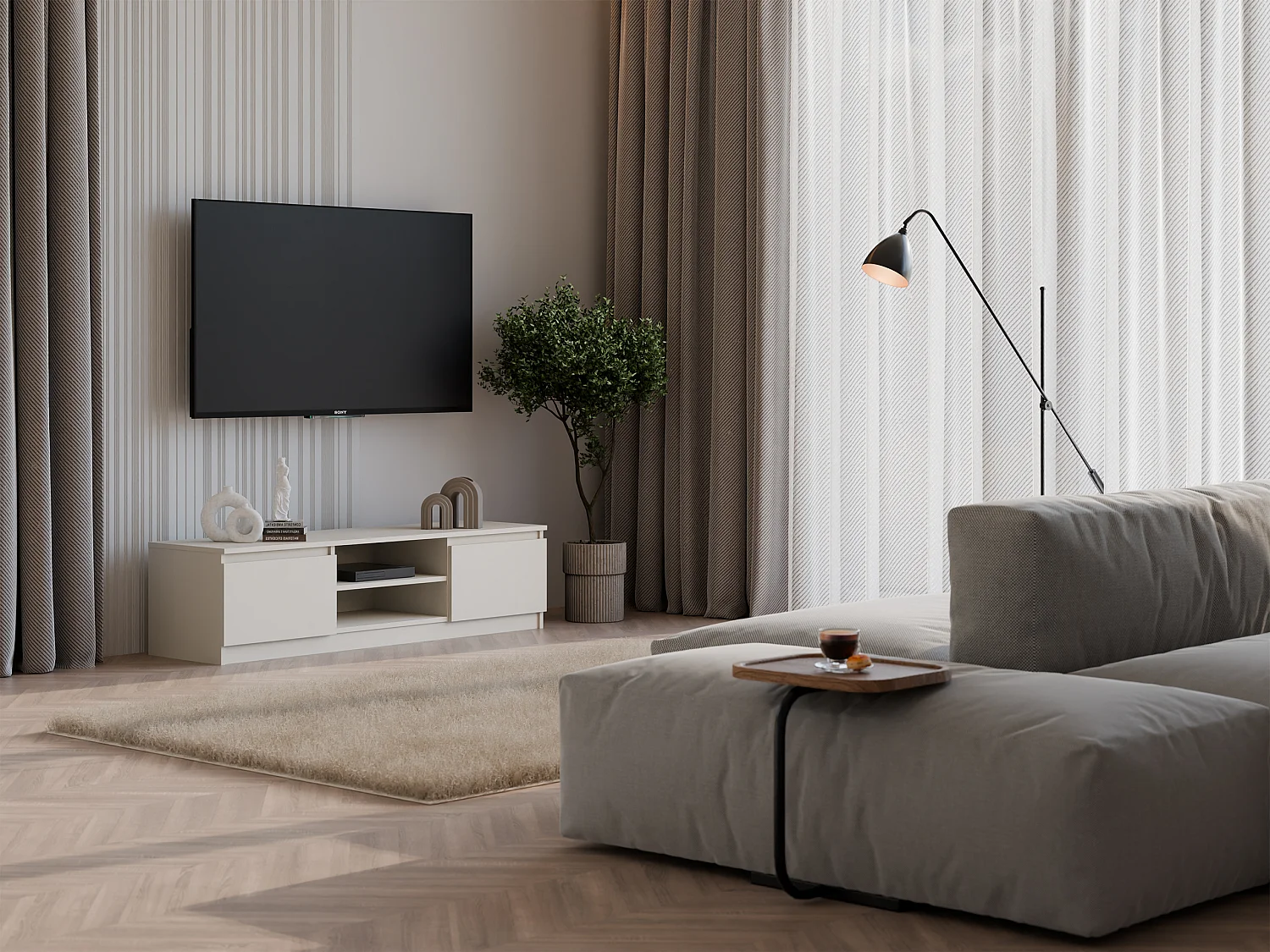 Mobile TV moderno 140 cm beige PTVT2