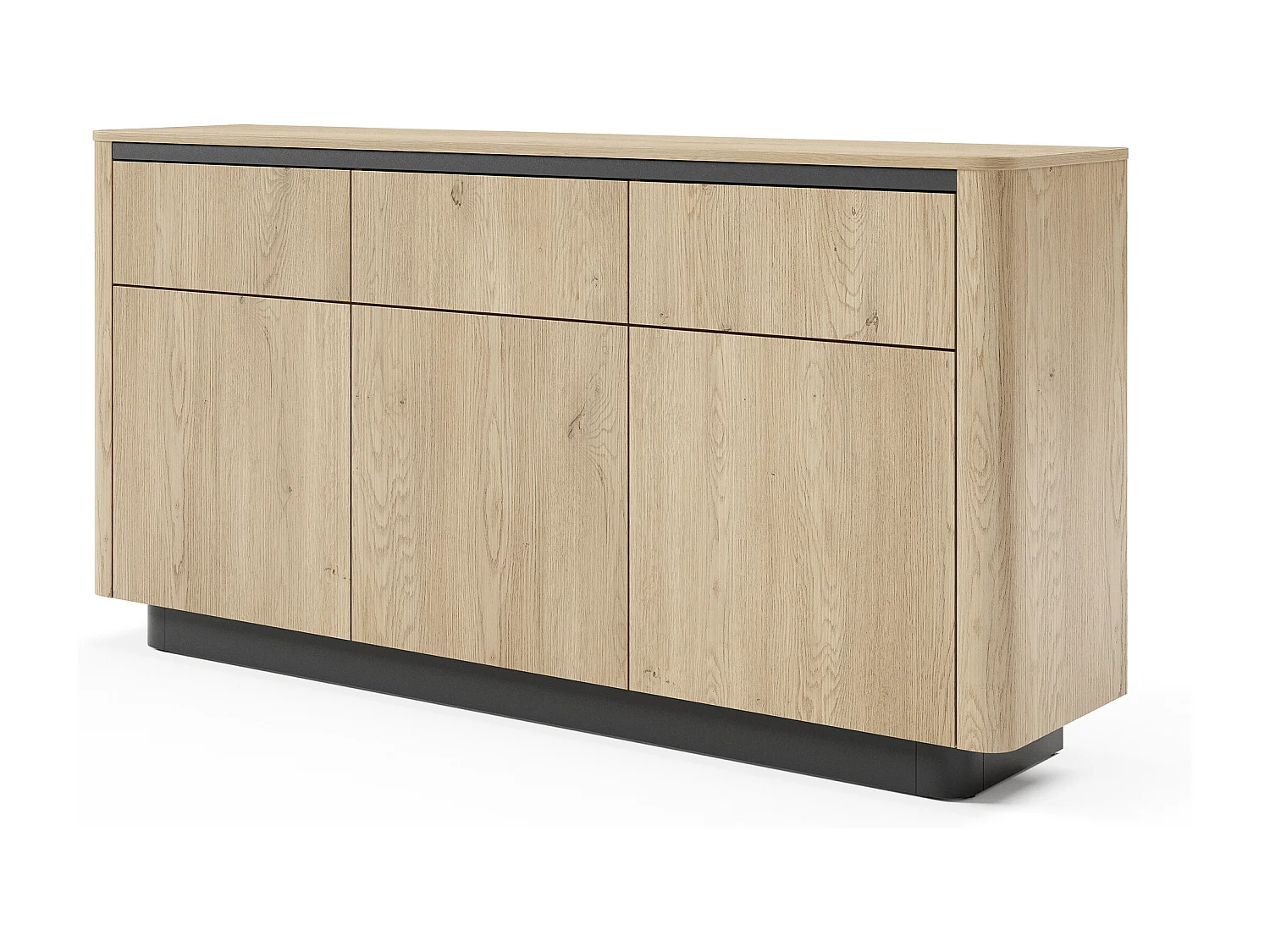 Madia moderna 163x83 cm con 3 ante push to open in rovere e nero MALK47