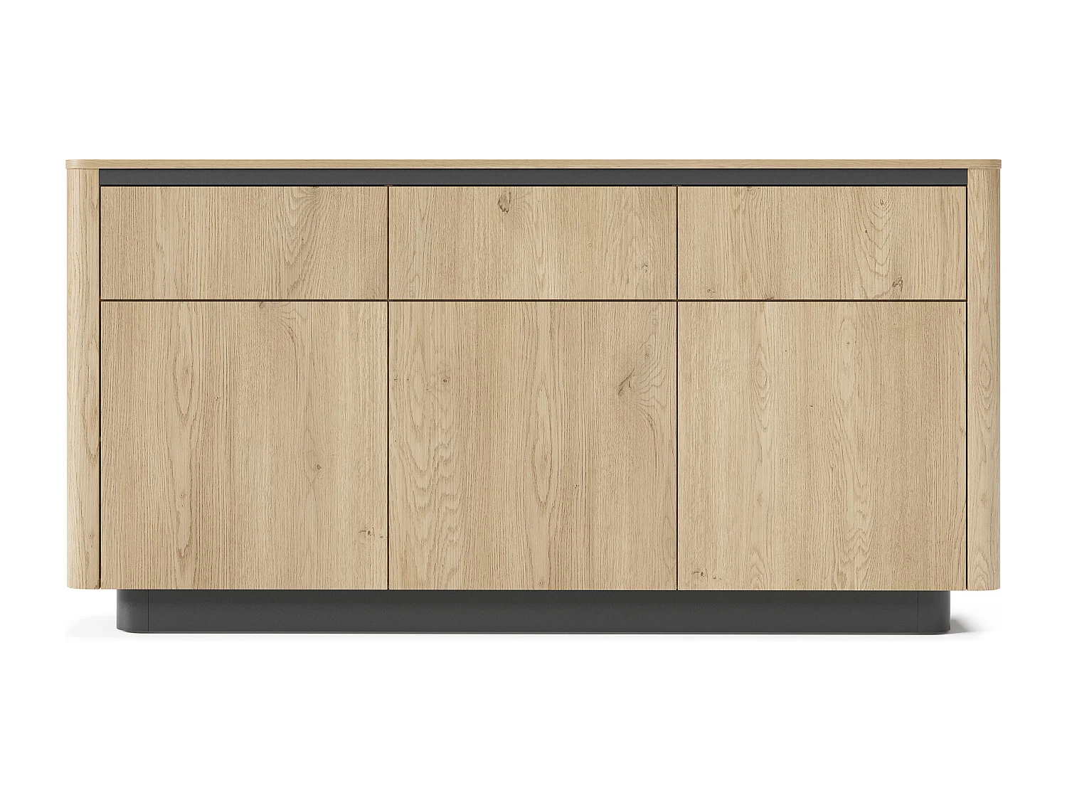 Madia moderna 163x83 cm con 3 ante push to open in rovere e nero MALK47