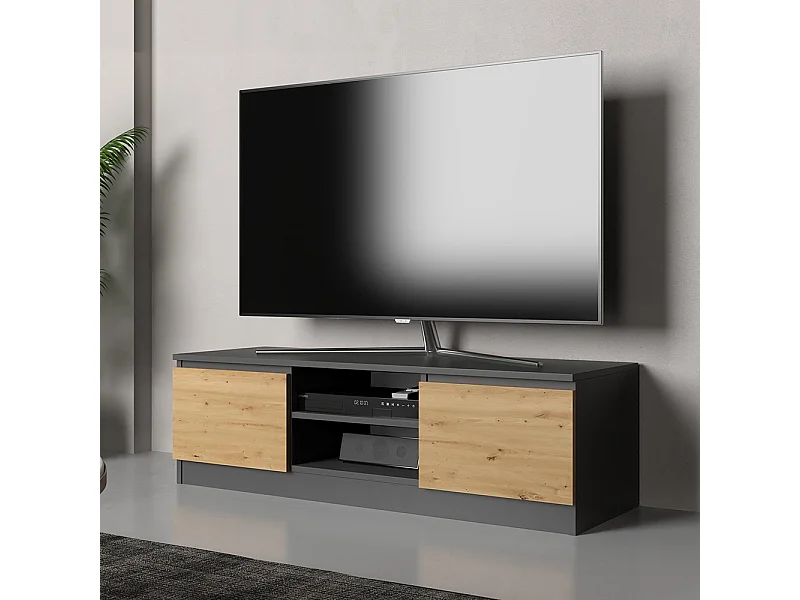 Mobile TV moderno 120 cm rovere e antracite PTVT1