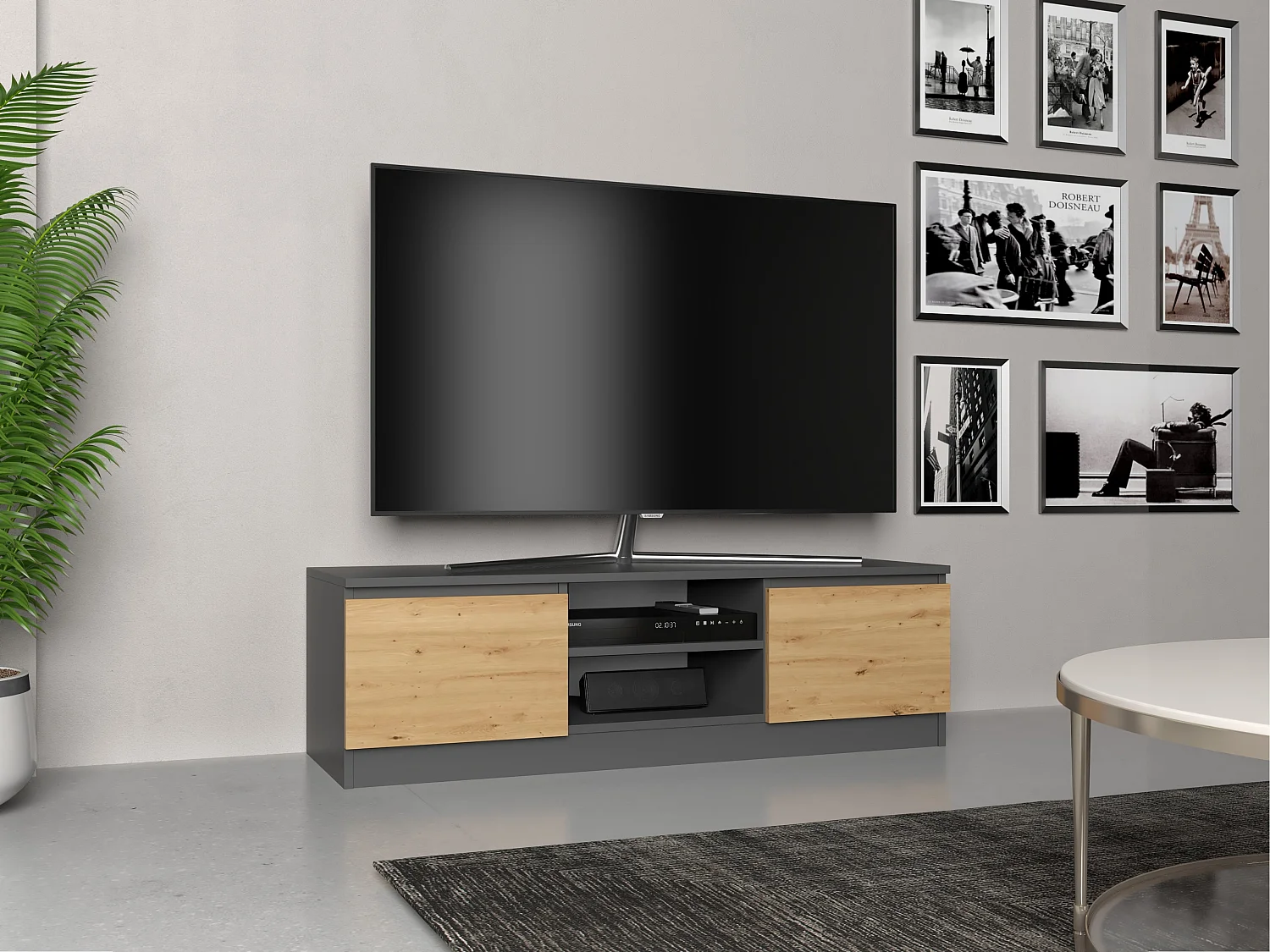 Mobile TV moderno 120 cm rovere e antracite PTVT1