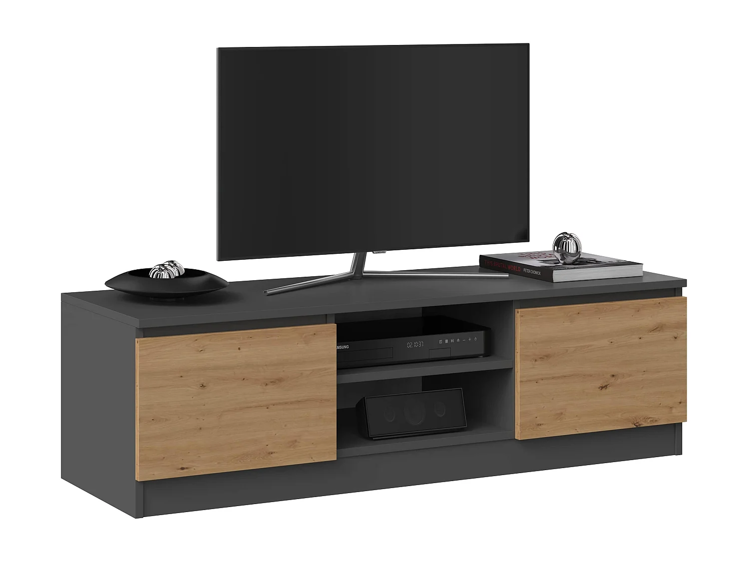 Mobile TV moderno 120 cm rovere e antracite PTVT1