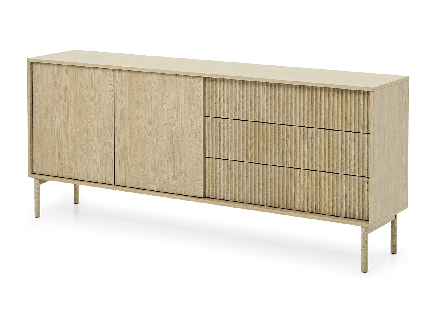 Madia moderna 187 cm con ante push to open rovere chiaro MALK46