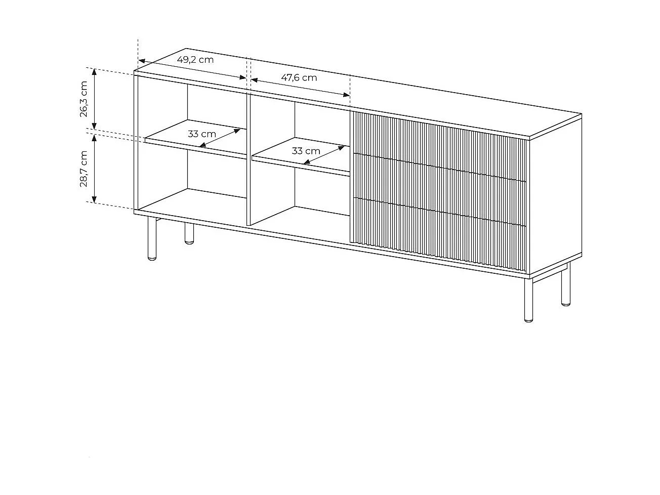 Madia moderna 187 cm con ante push to open rovere chiaro MALK46