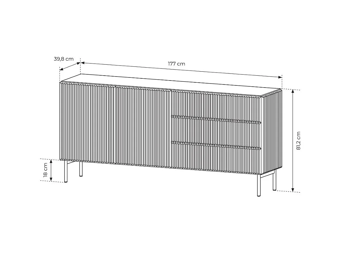 Madia moderna da soggiorno con 2 ante e 3 cassetti beige cashmere MALK43