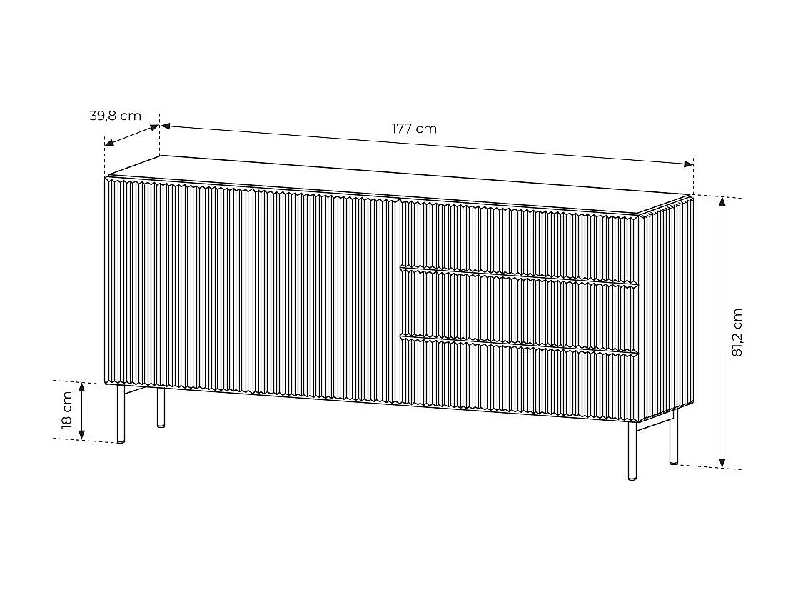 Madia moderna da soggiorno con 2 ante e 3 cassetti beige cashmere MALK43