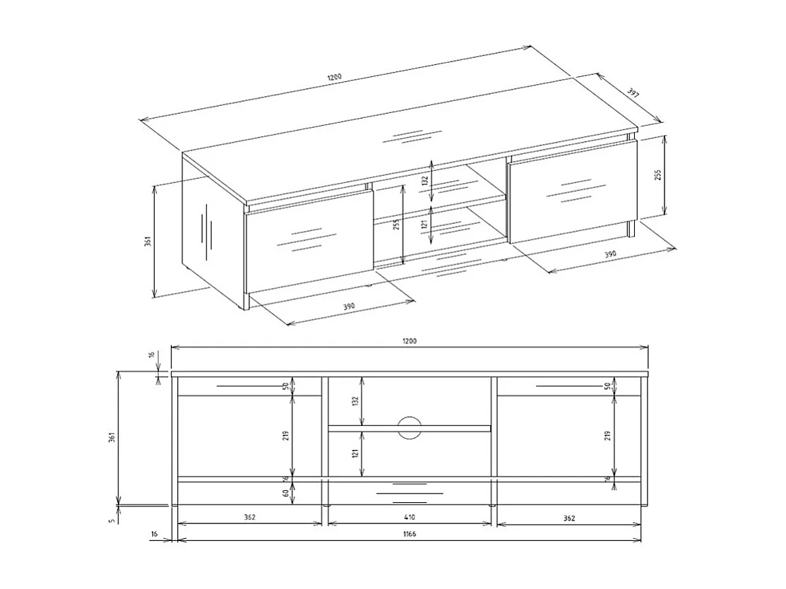 Mobile TV moderno 120 cm rovere chiaro PTVT1