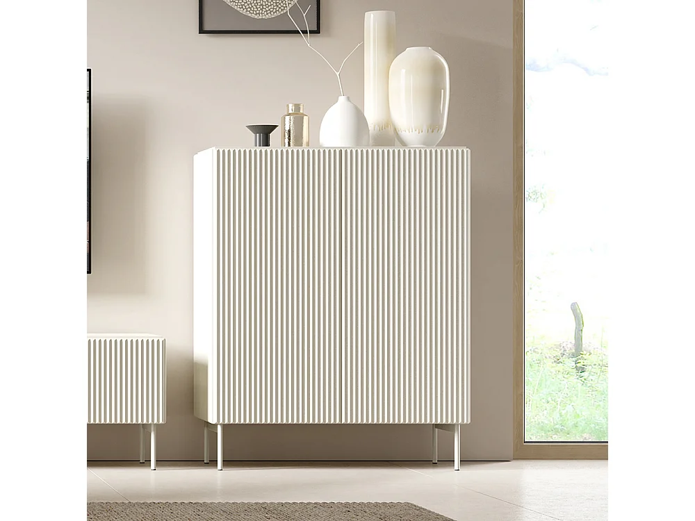 Mobile contenitore per soggiorno con 2 ante push to open in beige cashmere MCLK8