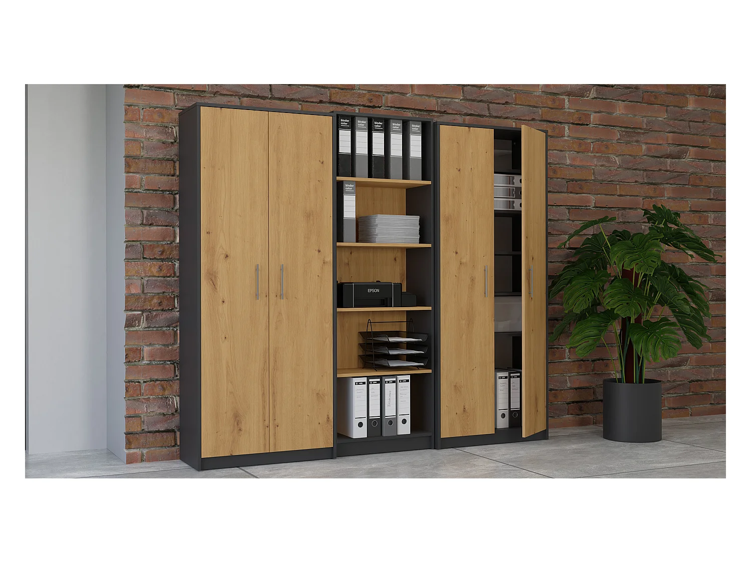 Armadio ufficio 74x180x35 cm rovere e antracite AT1