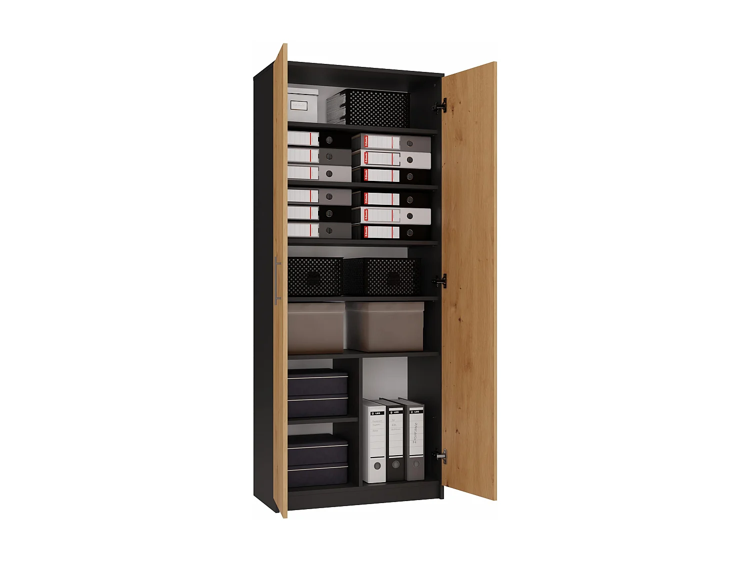 Armadio ufficio 74x180x35 cm rovere e antracite AT1