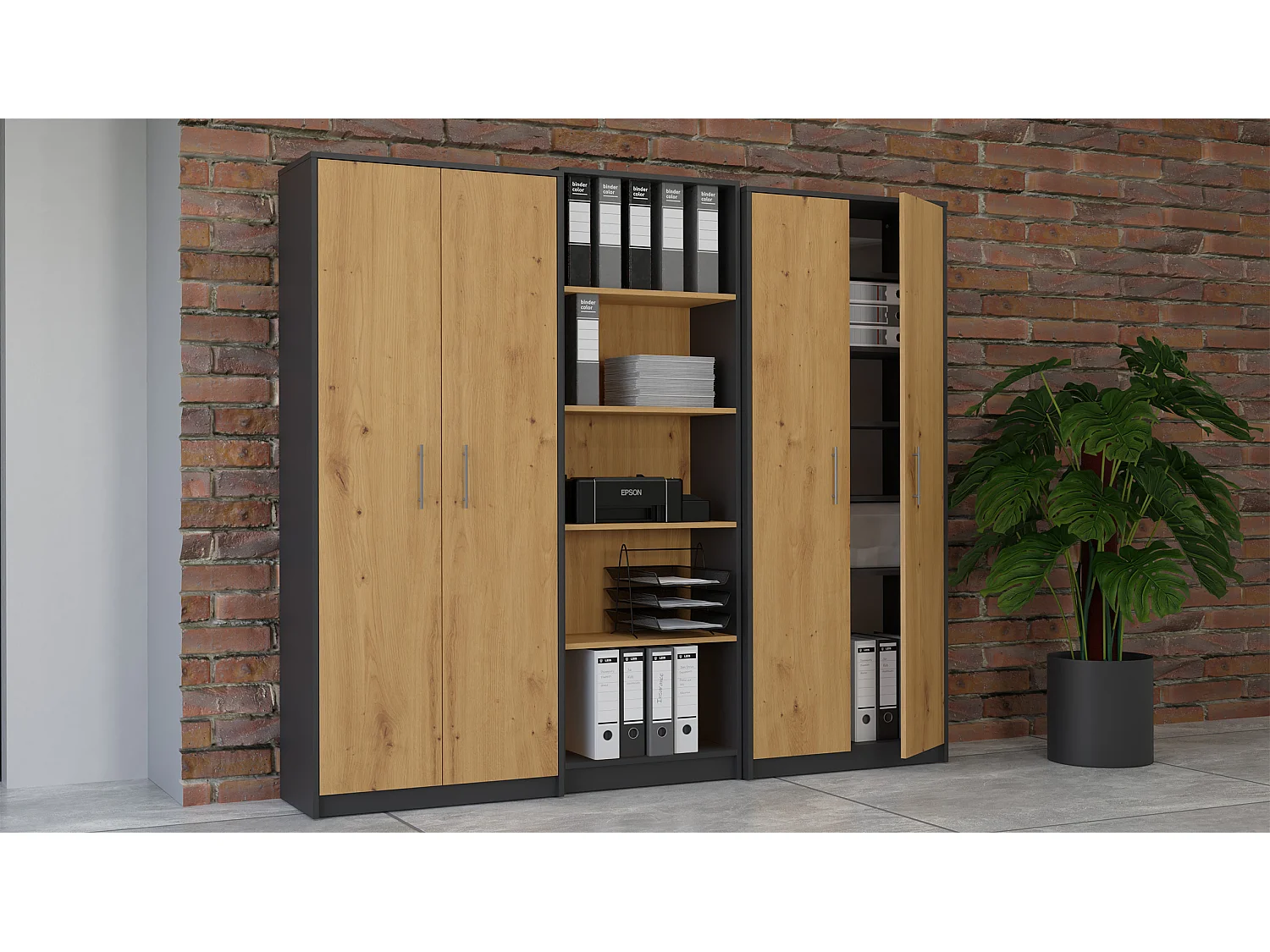 Armadio ufficio 74x180x35 cm rovere e antracite AT1