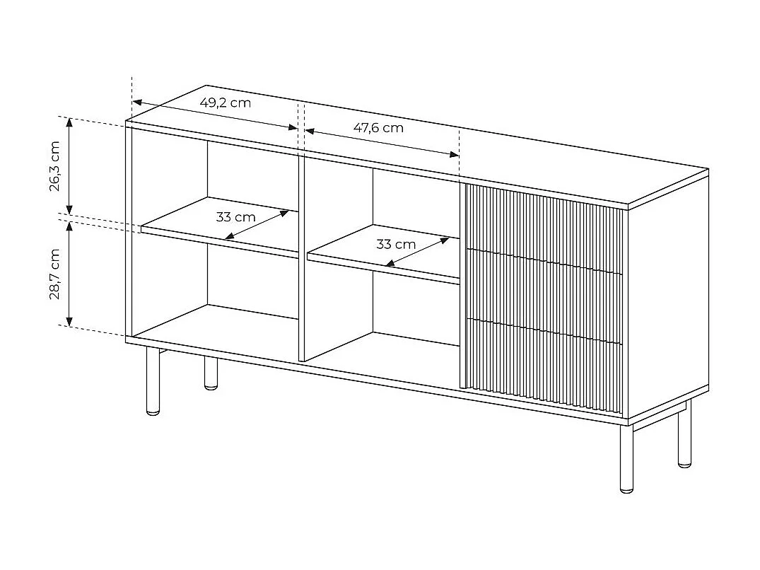 Madia moderna da soggiorno con 2 ante push to open rovere chiaro MALK45
