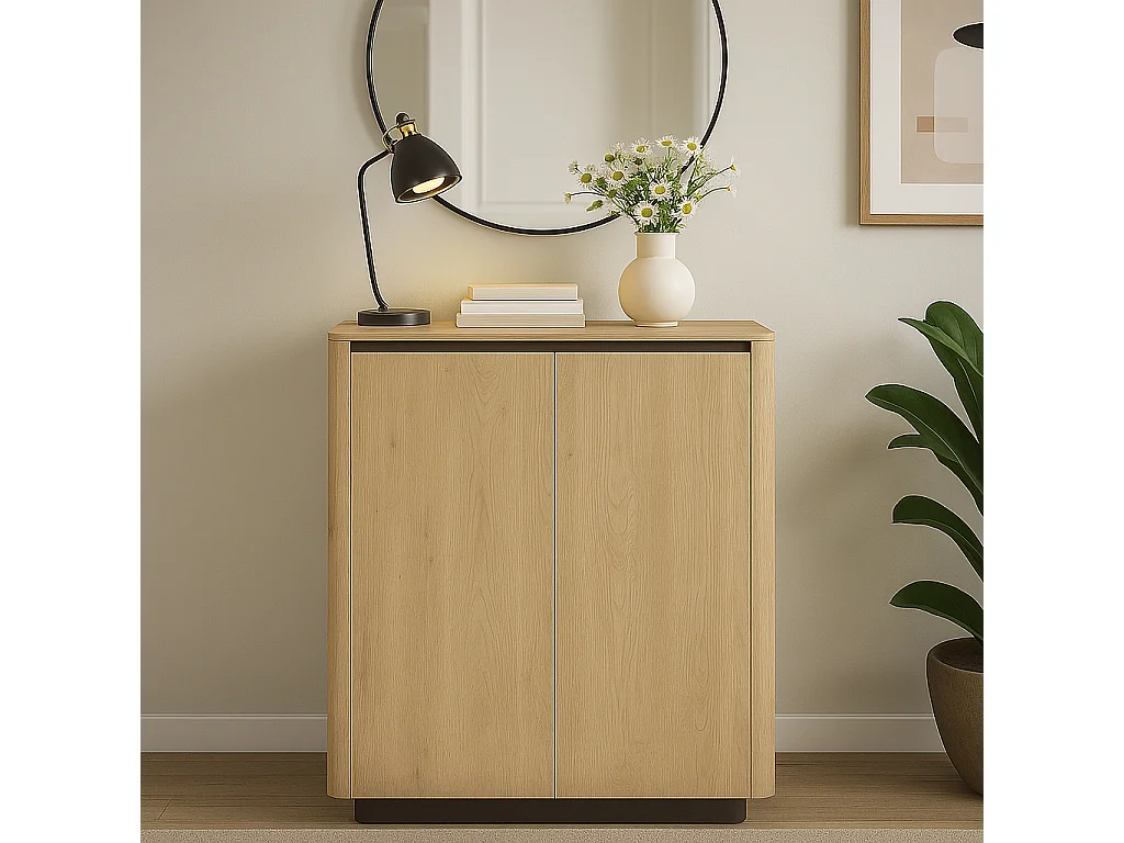 Mobile contenitore per soggiorno 113x133 cm con ante push to open in rovere e nero MCLK10