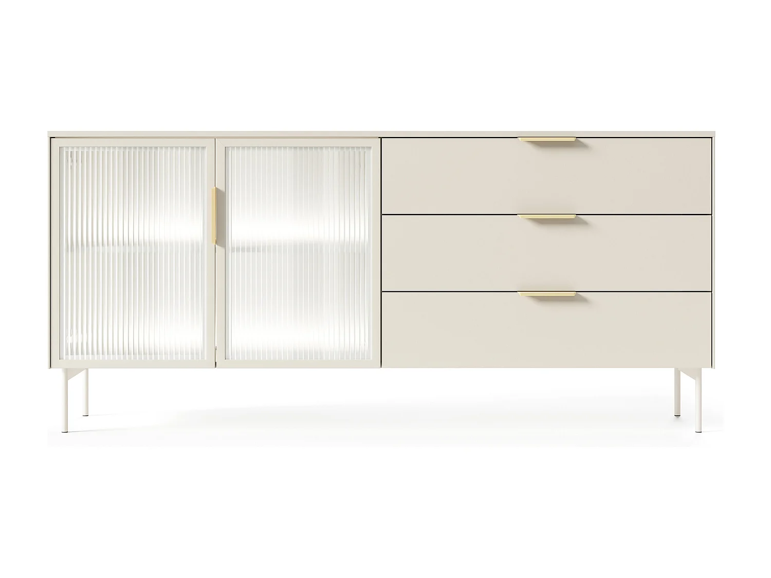 Madia da soggiorno moderna con ante in vetro temperato e luce LED cashmere MALK41