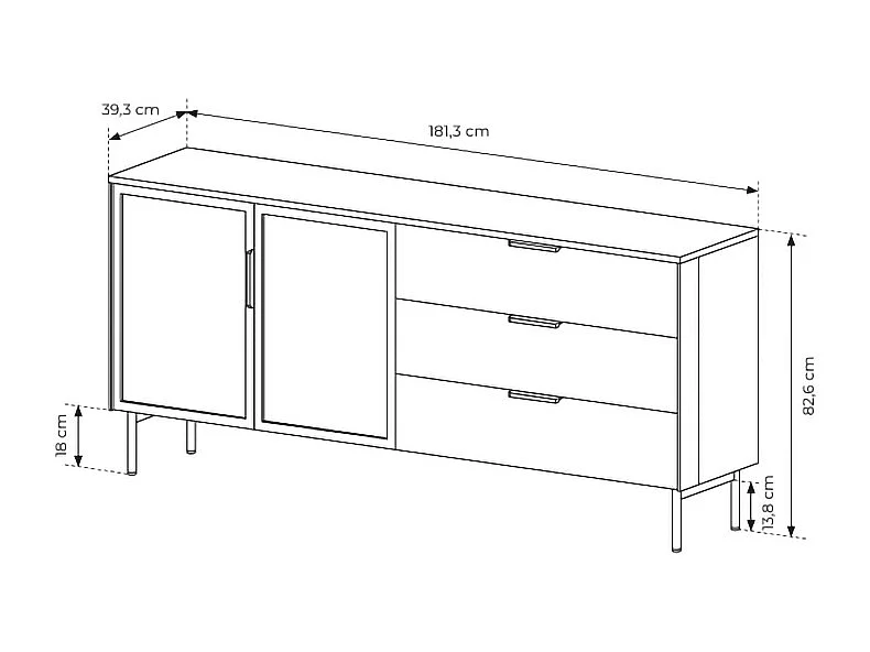 Madia da soggiorno moderna con ante in vetro temperato e luce LED cashmere MALK41