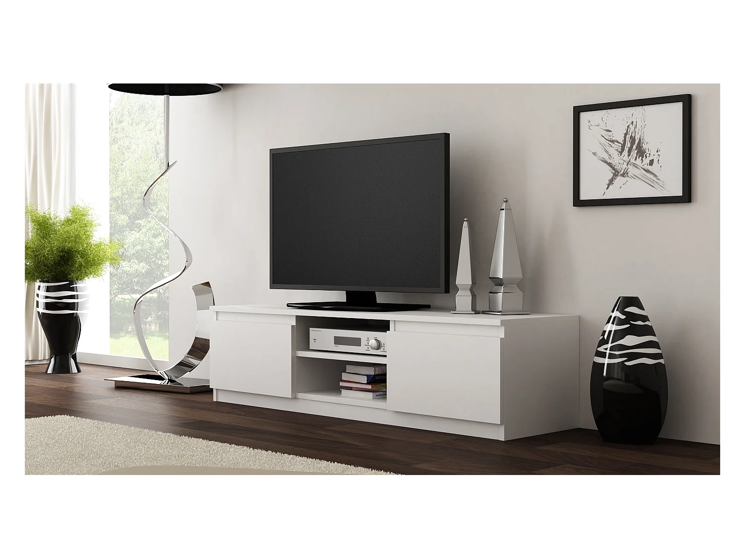 Mobile TV moderno 140 cm bianco PTVT2