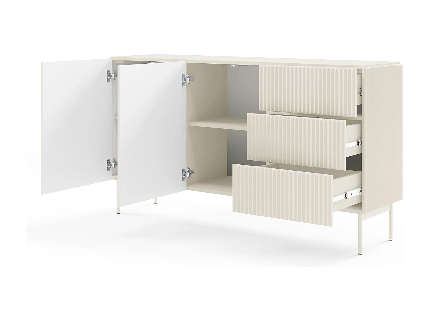 Madia moderna da soggiorno 2 ante e 3 cassetti beige cashmere MALK44