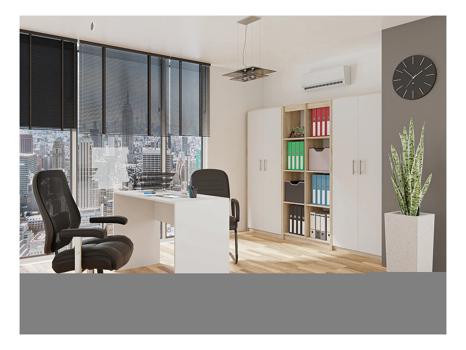 Armadio ufficio 74x180x35 cm bianco e rovere chiaro AT1