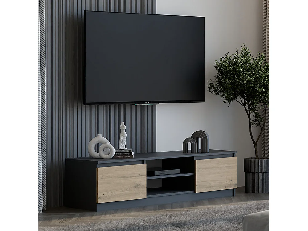 Mobile TV moderno 140 cm rovere e antracite PTVT2