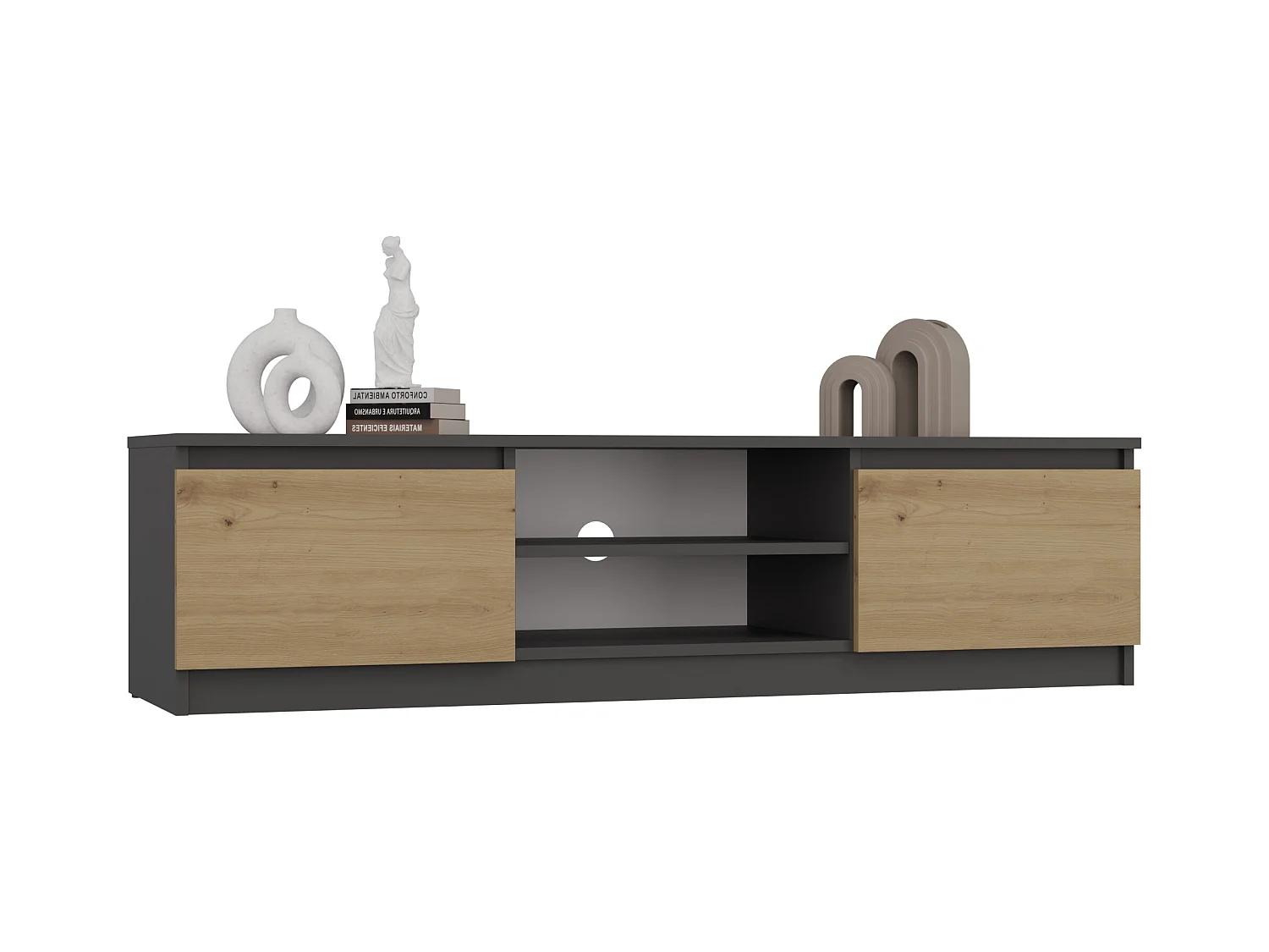 Mobile TV moderno 140 cm rovere e antracite PTVT2