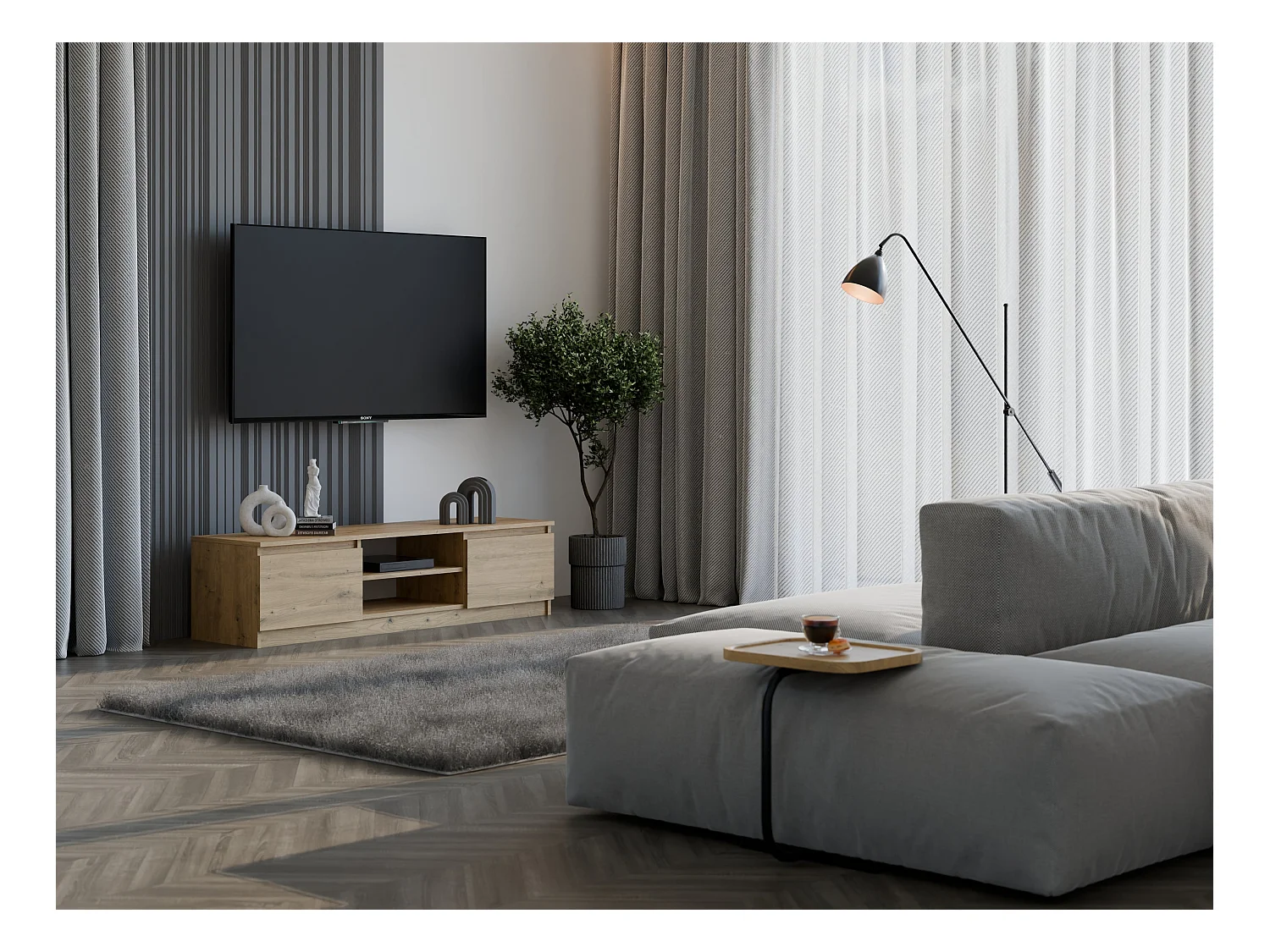 Mobile TV moderno 140 cm rovere PTVT2