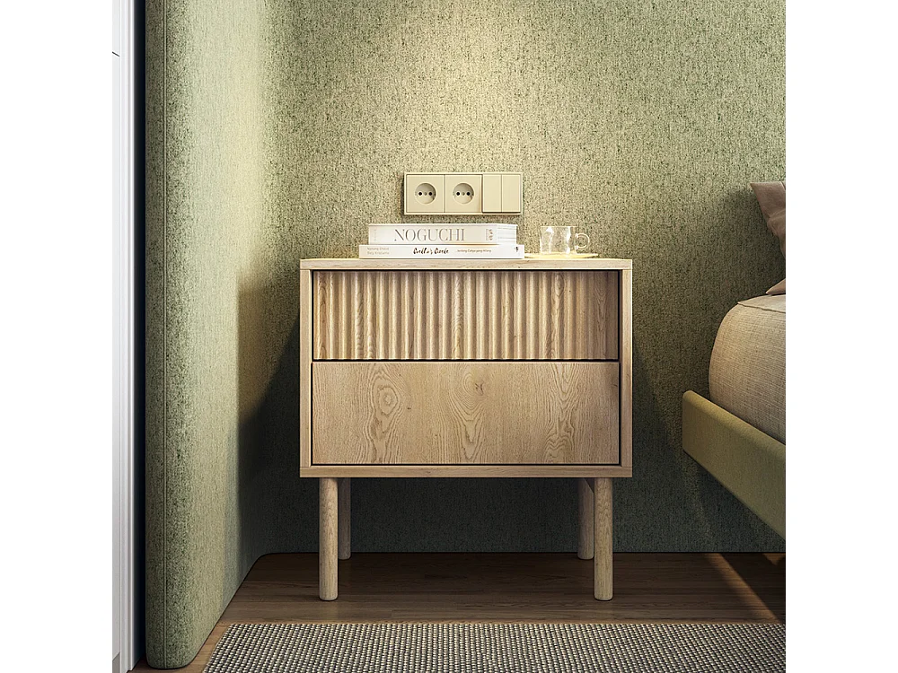 Comodino moderno con cassetto 53,5x55 cm rovere chiaro CMLK12