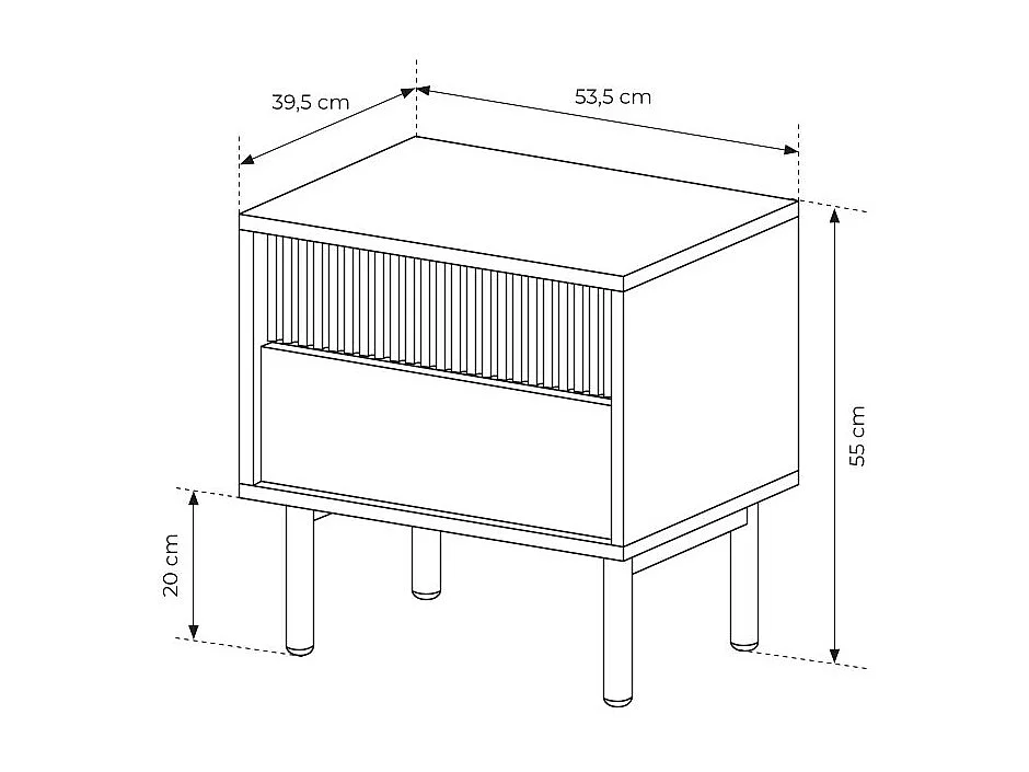 Comodino moderno con cassetto 53,5x55 cm rovere chiaro CMLK12