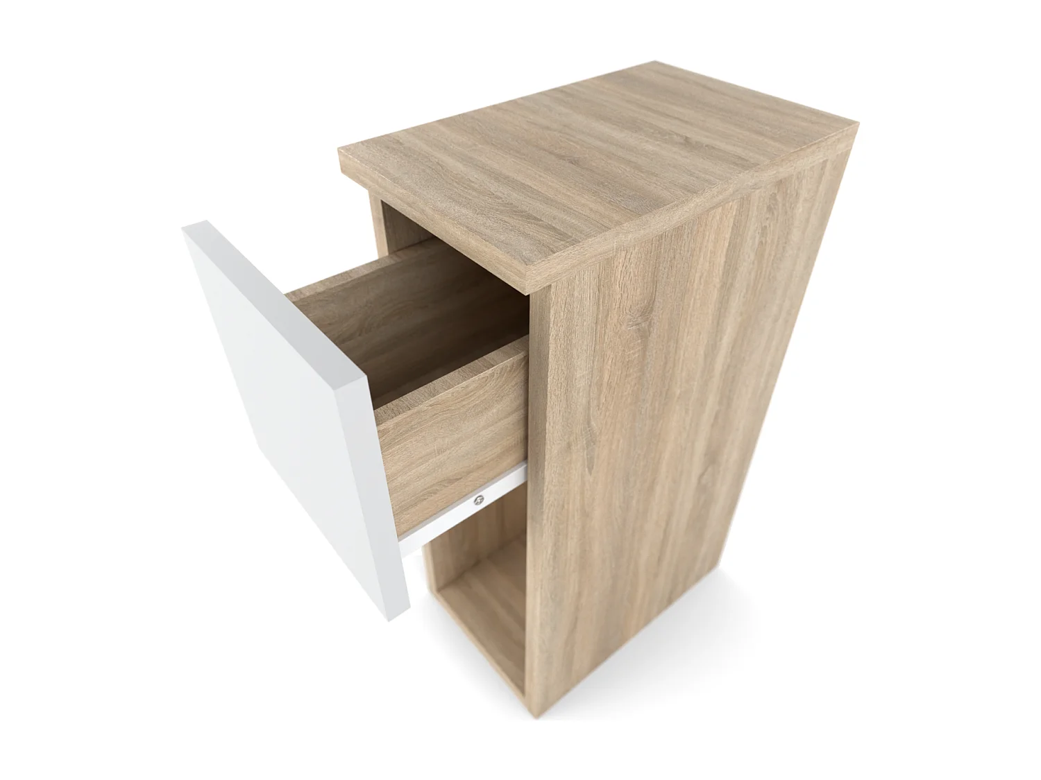 Table de chevet Chêne Sonoma et blanc mat 20 cm – table de nuit moderne avec tiroir