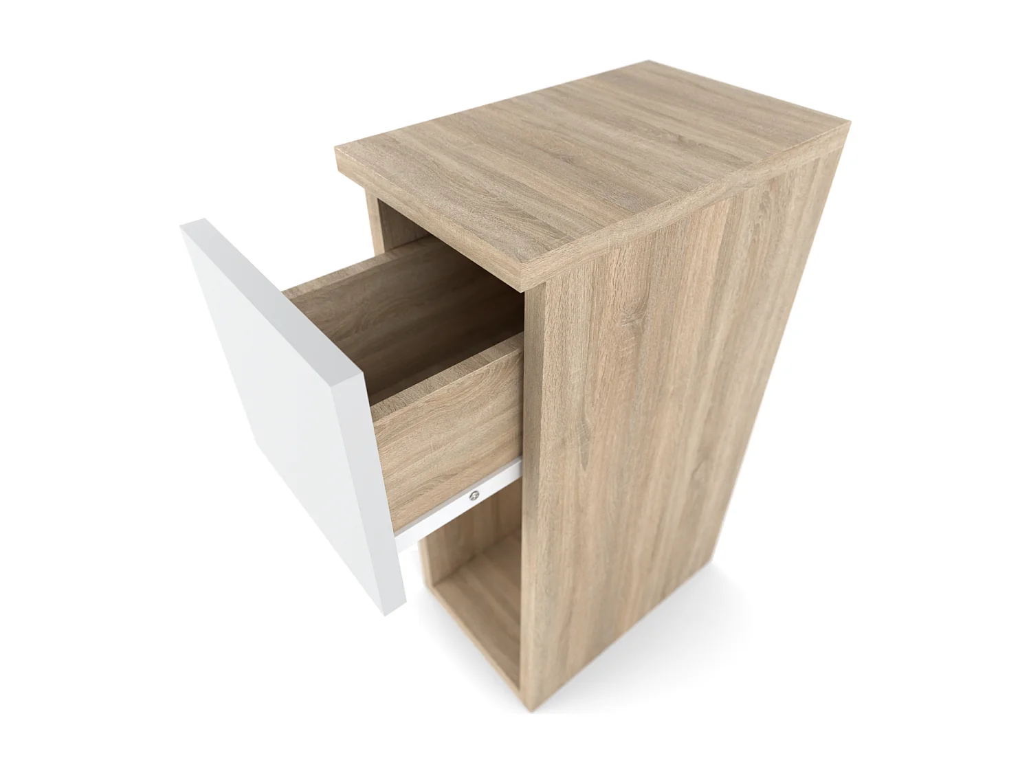 Table de chevet Chêne Sonoma et blanc mat 20 cm – table de nuit moderne avec tiroir