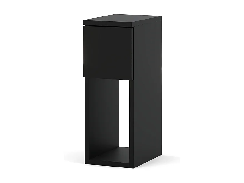 Table de chevet Noire, étroite 20 cm, table de nuit pour chambre compacte loft