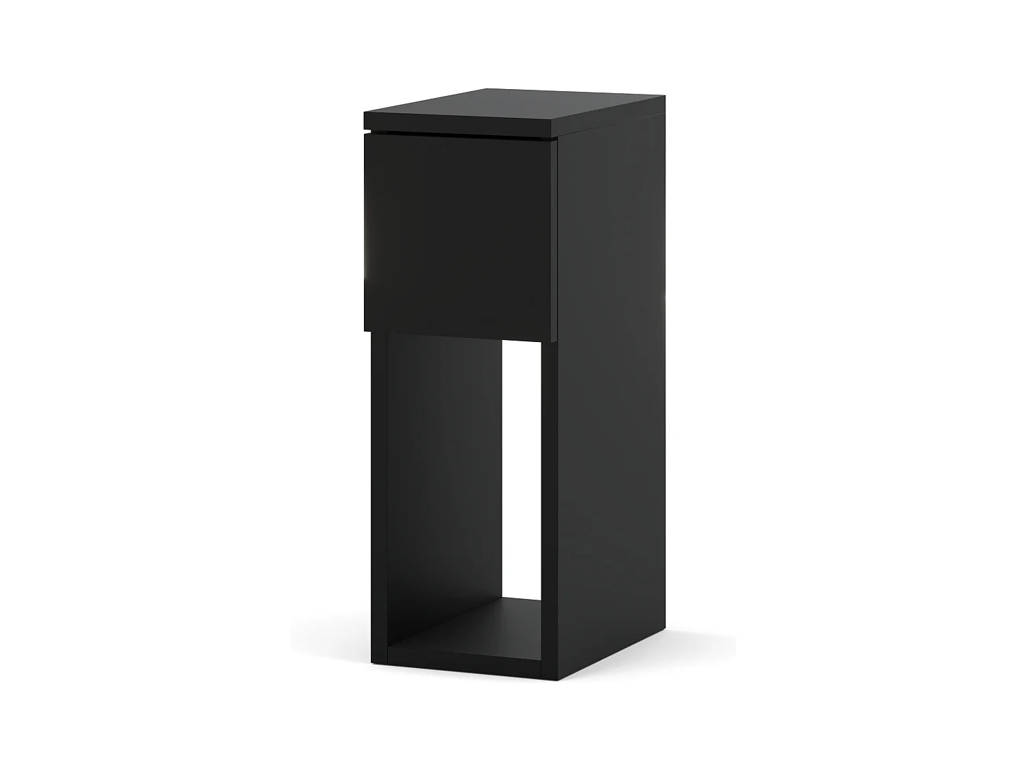Table de chevet Noire, étroite 20 cm, table de nuit pour chambre compacte loft
