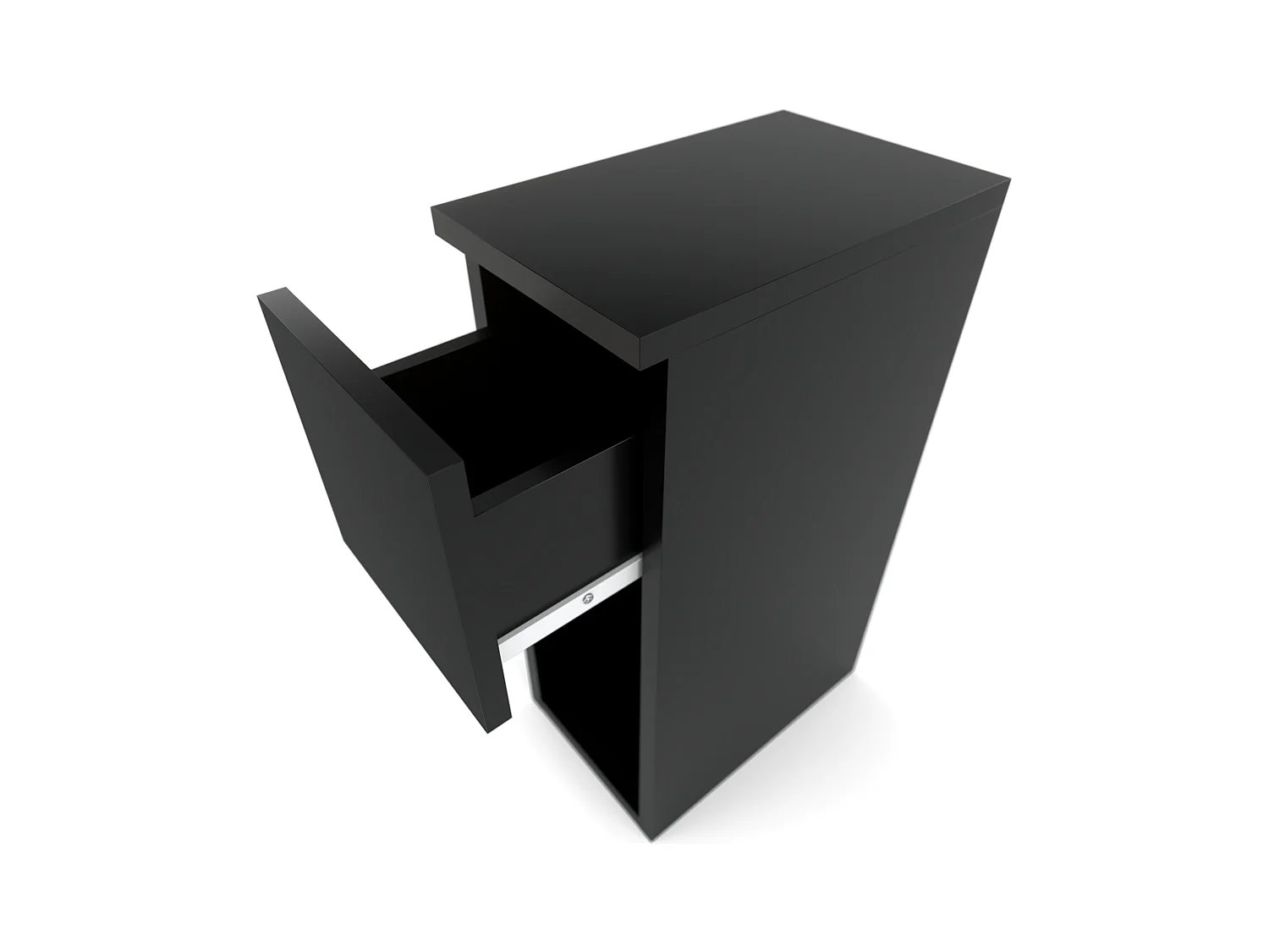 Table de chevet Noire, étroite 20 cm, table de nuit pour chambre compacte loft