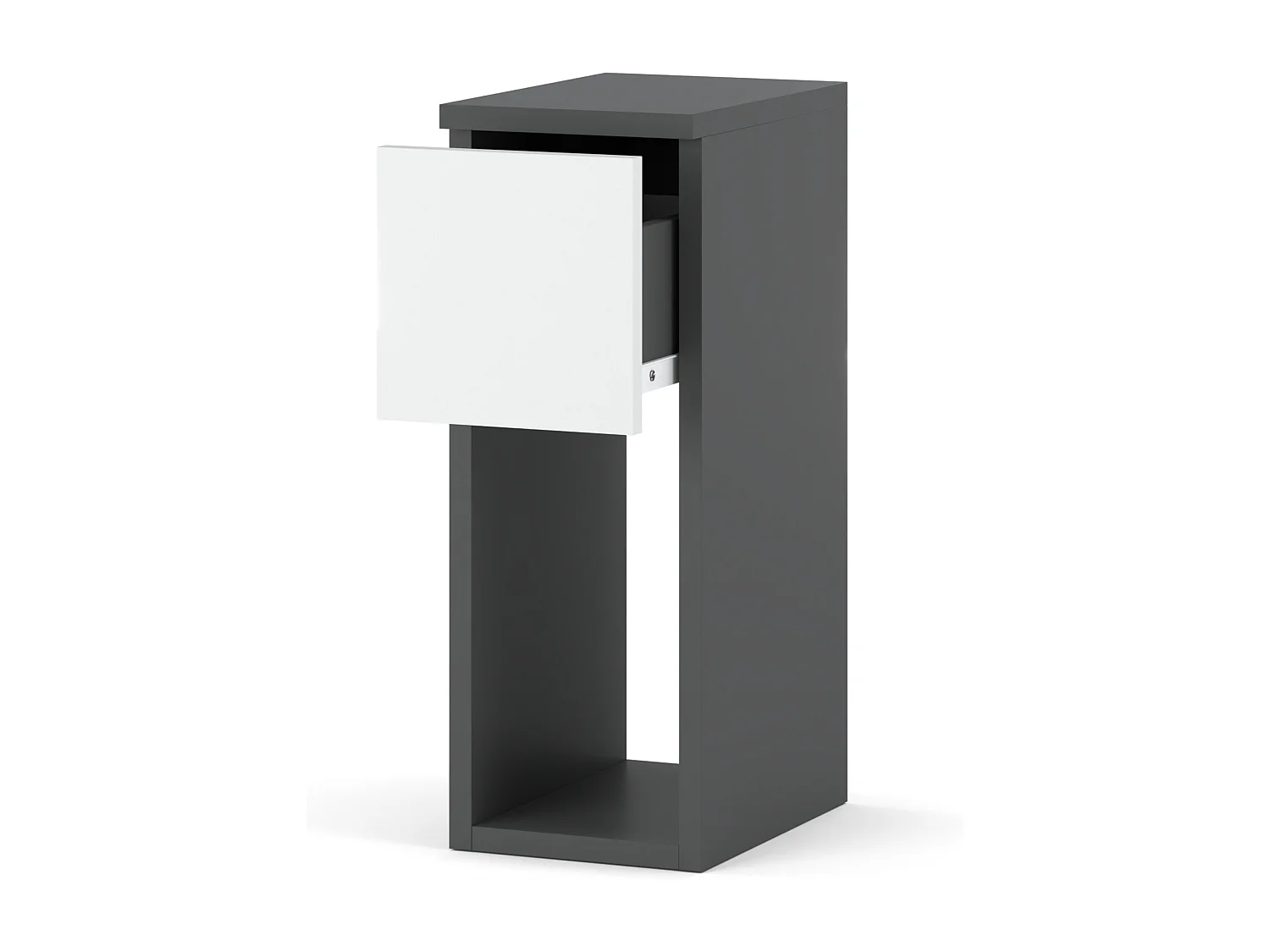 Table de chevet étroite 20 cm, petite table de nuit grise et blanche pour chambre à coucher – chevet