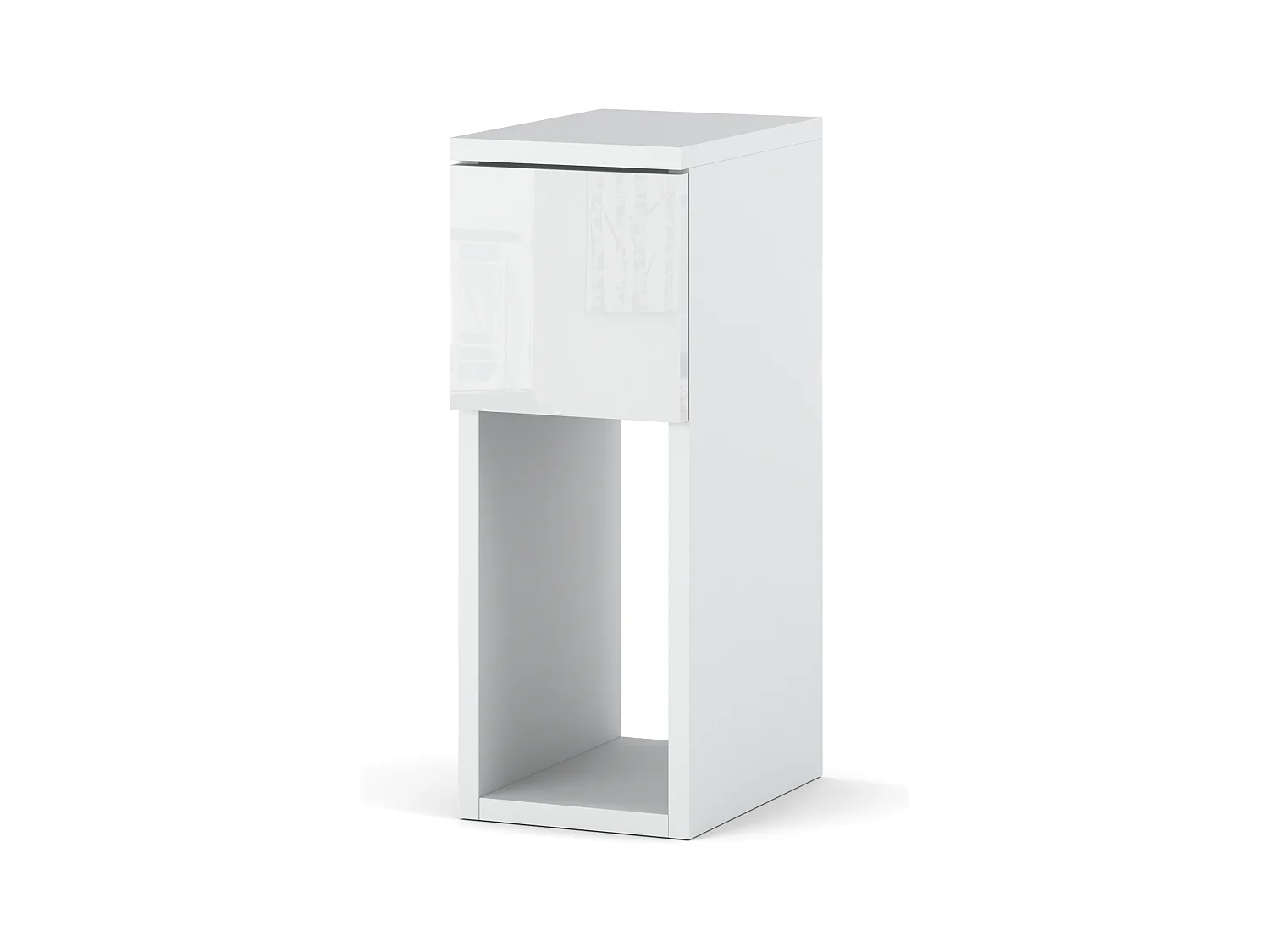 Table de chevet blanc brillant et mat 20 cm - table d'appoint moderne avec tiroir pour chambre à coucher