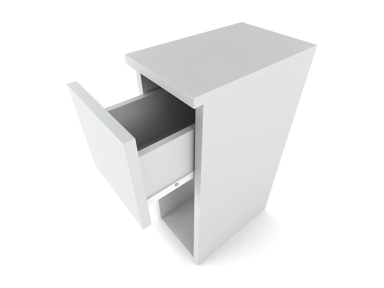 Table de chevet blanc brillant et mat 20 cm - table d'appoint moderne avec tiroir pour chambre à coucher