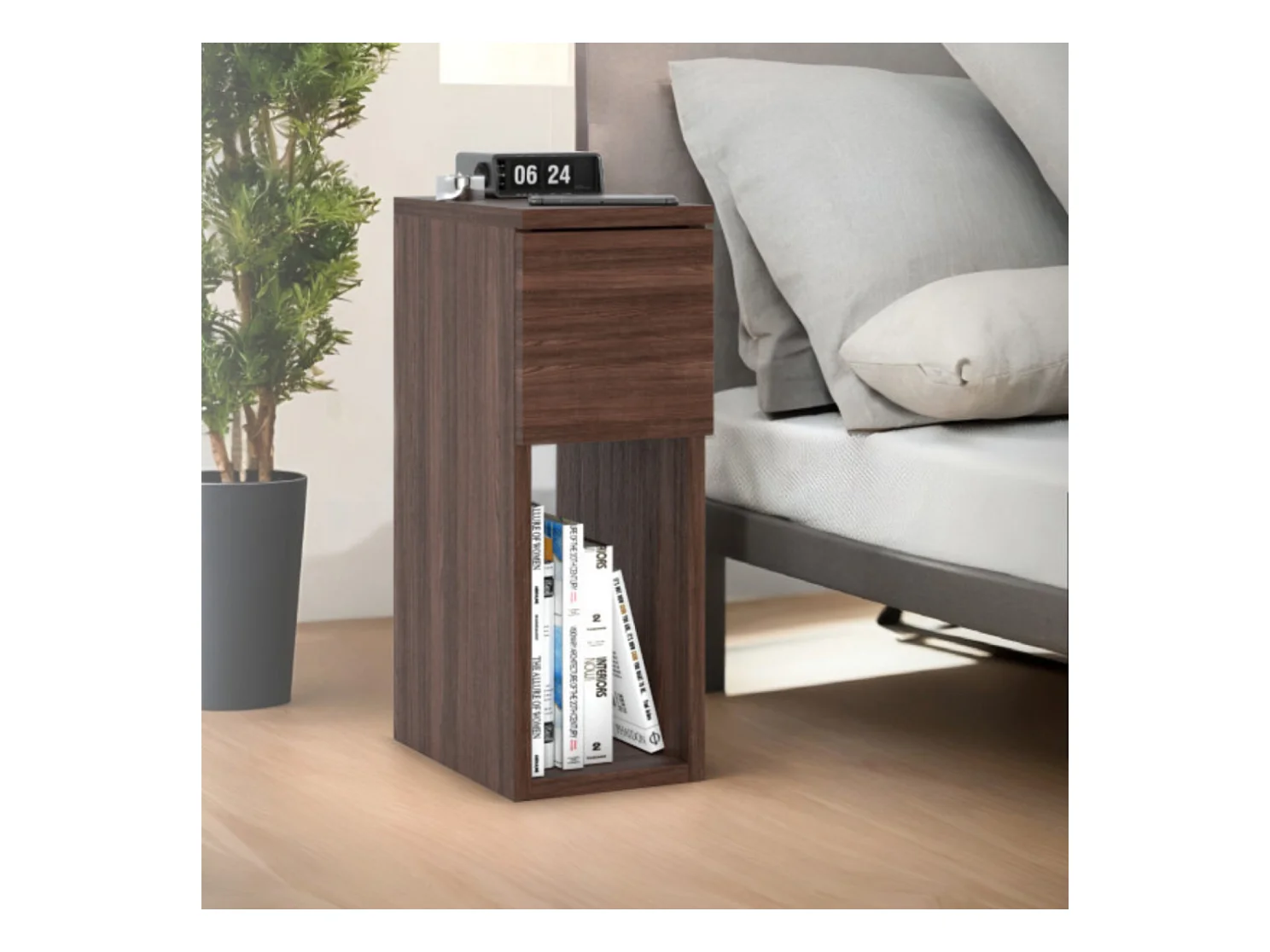 Table de chevet étroite 20 cm chêne wengé - table de nuit pour chambre à coucher