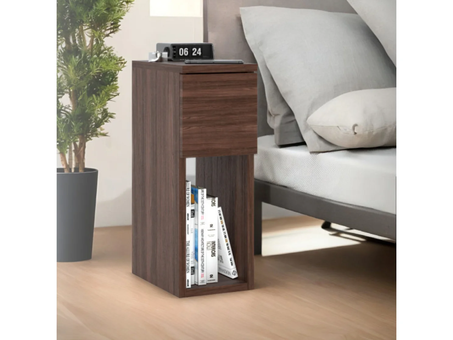 Table de chevet étroite 20 cm chêne wengé - table de nuit pour chambre à coucher