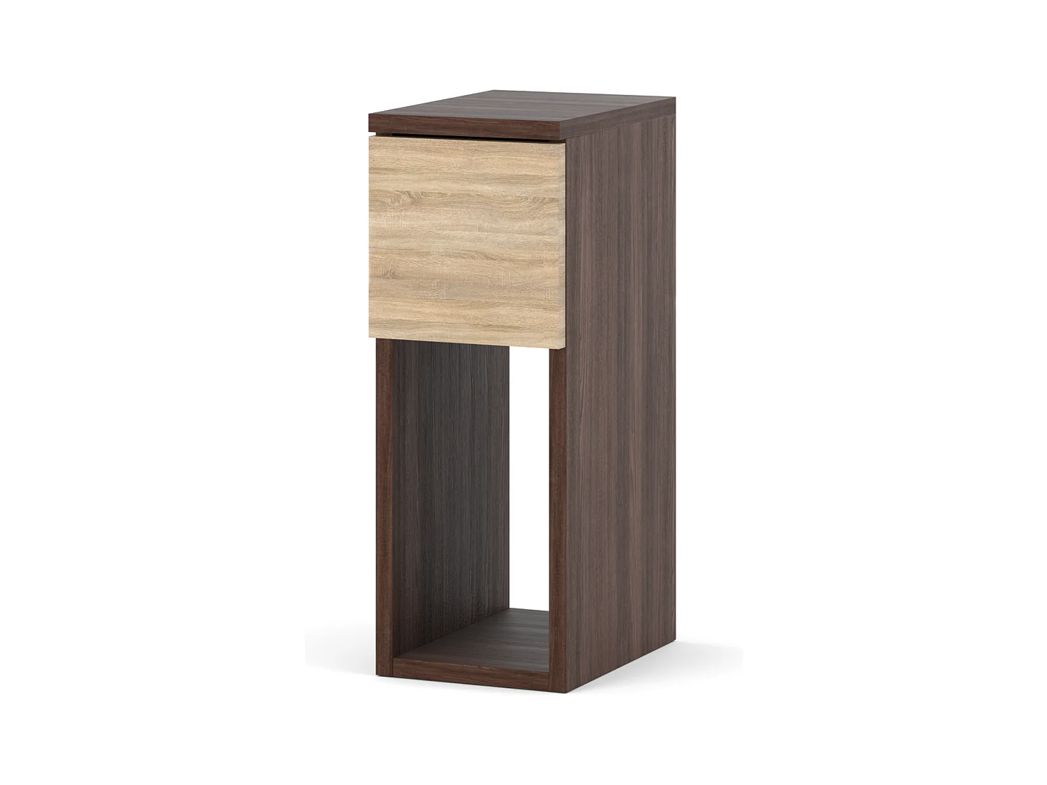 Table de chevet wengé & chêne Sonoma 20 cm – table d’appoint élégante avec tiroir pour chambre à coucher