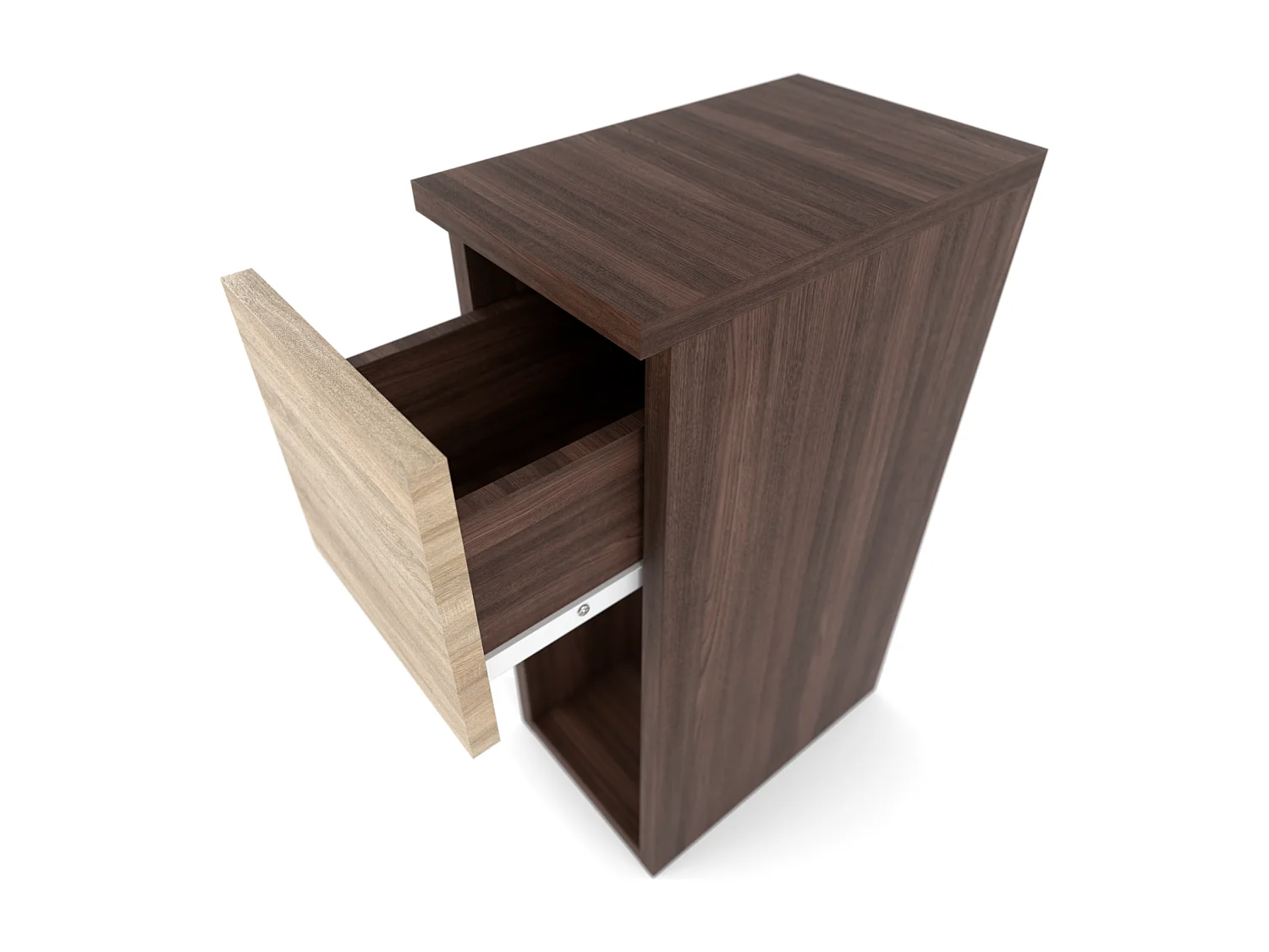 Table de chevet wengé & chêne Sonoma 20 cm – table d’appoint élégante avec tiroir pour chambre à coucher