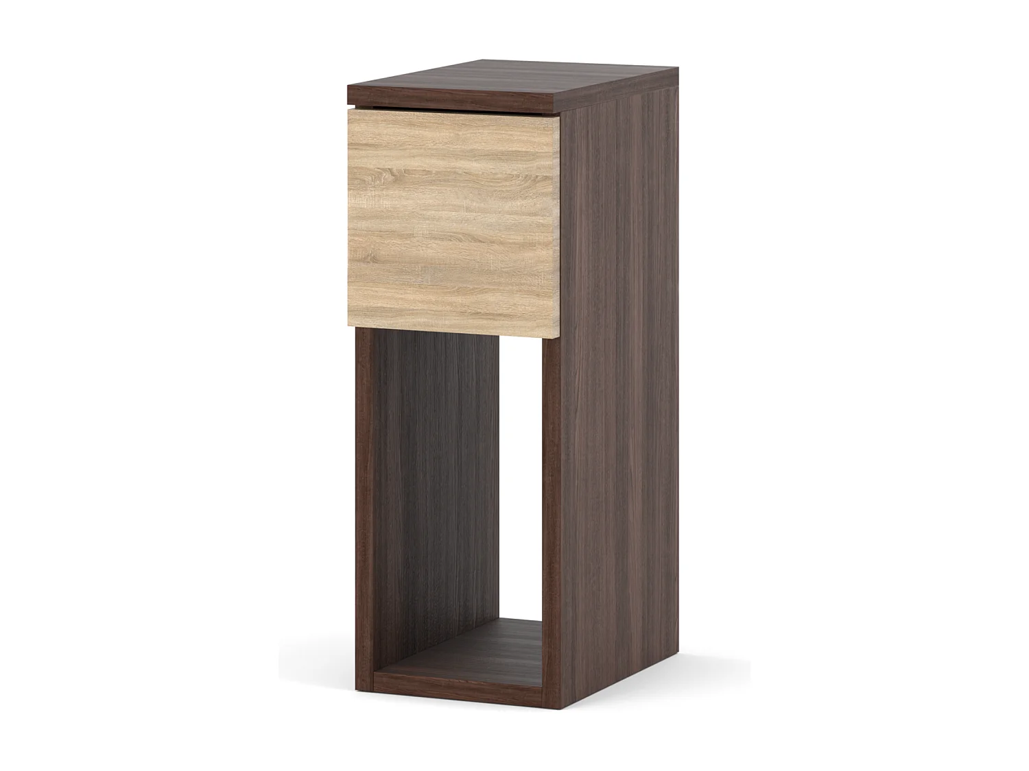 Table de chevet wengé & chêne Sonoma 20 cm – table d’appoint élégante avec tiroir pour chambre à coucher
