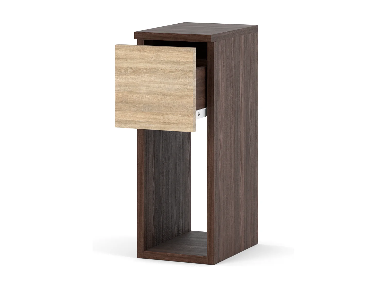 Table de chevet wengé & chêne Sonoma 20 cm – table d’appoint élégante avec tiroir pour chambre à coucher