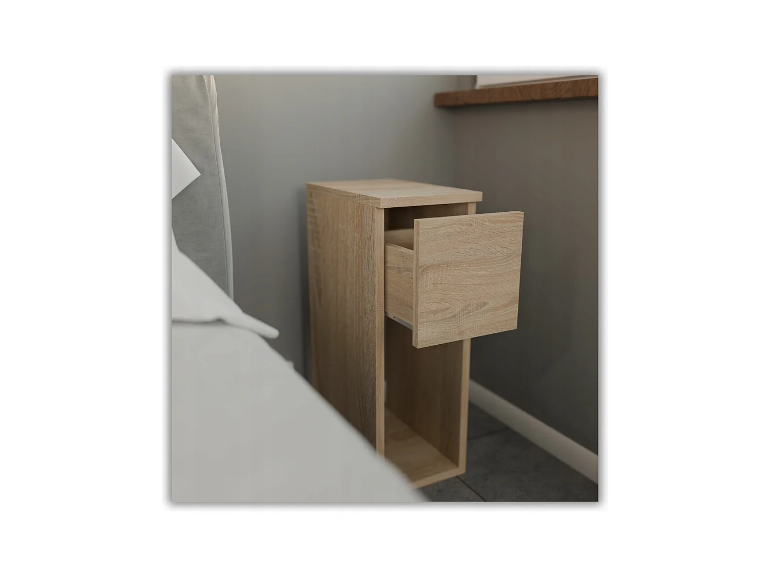 Table de chevet étroite 20 cm chêne Sonoma - table de nuit avec 1 tiroir pour chambre à coucher