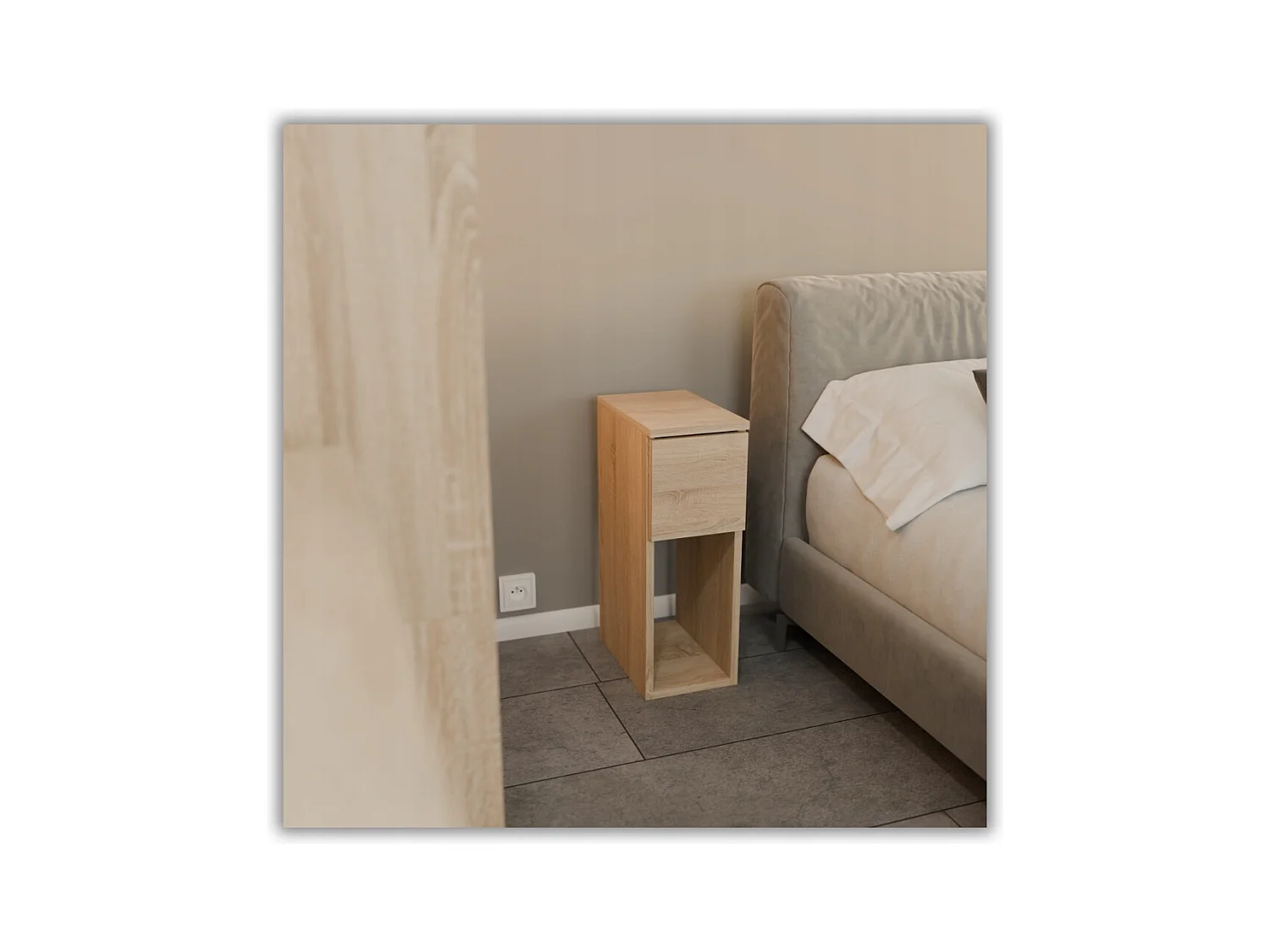 Table de chevet étroite 20 cm chêne Sonoma - table de nuit avec 1 tiroir pour chambre à coucher