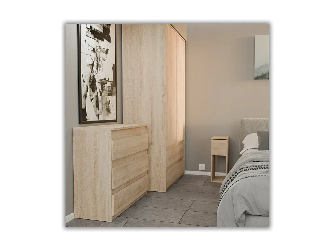 Table de chevet étroite 20 cm chêne Sonoma - table de nuit avec 1 tiroir pour chambre à coucher