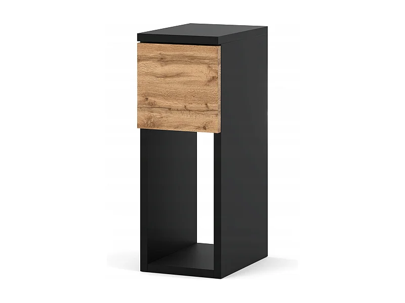 Table de chevet noire Wotan, étroite 20 cm, table de nuit pour chambre compacte