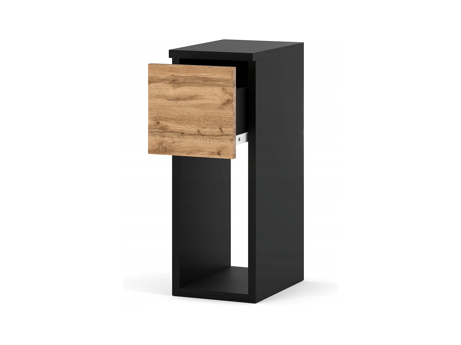 Table de chevet noire Wotan, étroite 20 cm, table de nuit pour chambre compacte