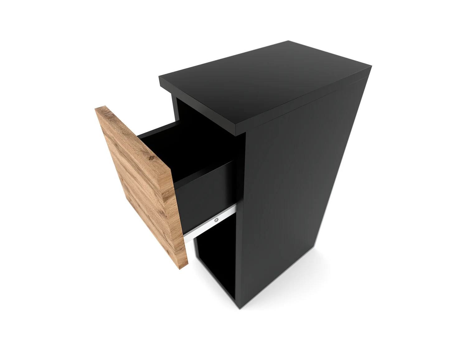 Table de chevet noire Wotan, étroite 20 cm, table de nuit pour chambre compacte