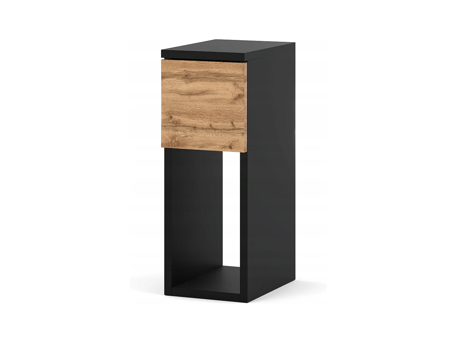 Table de chevet noire Wotan, étroite 20 cm, table de nuit pour chambre compacte