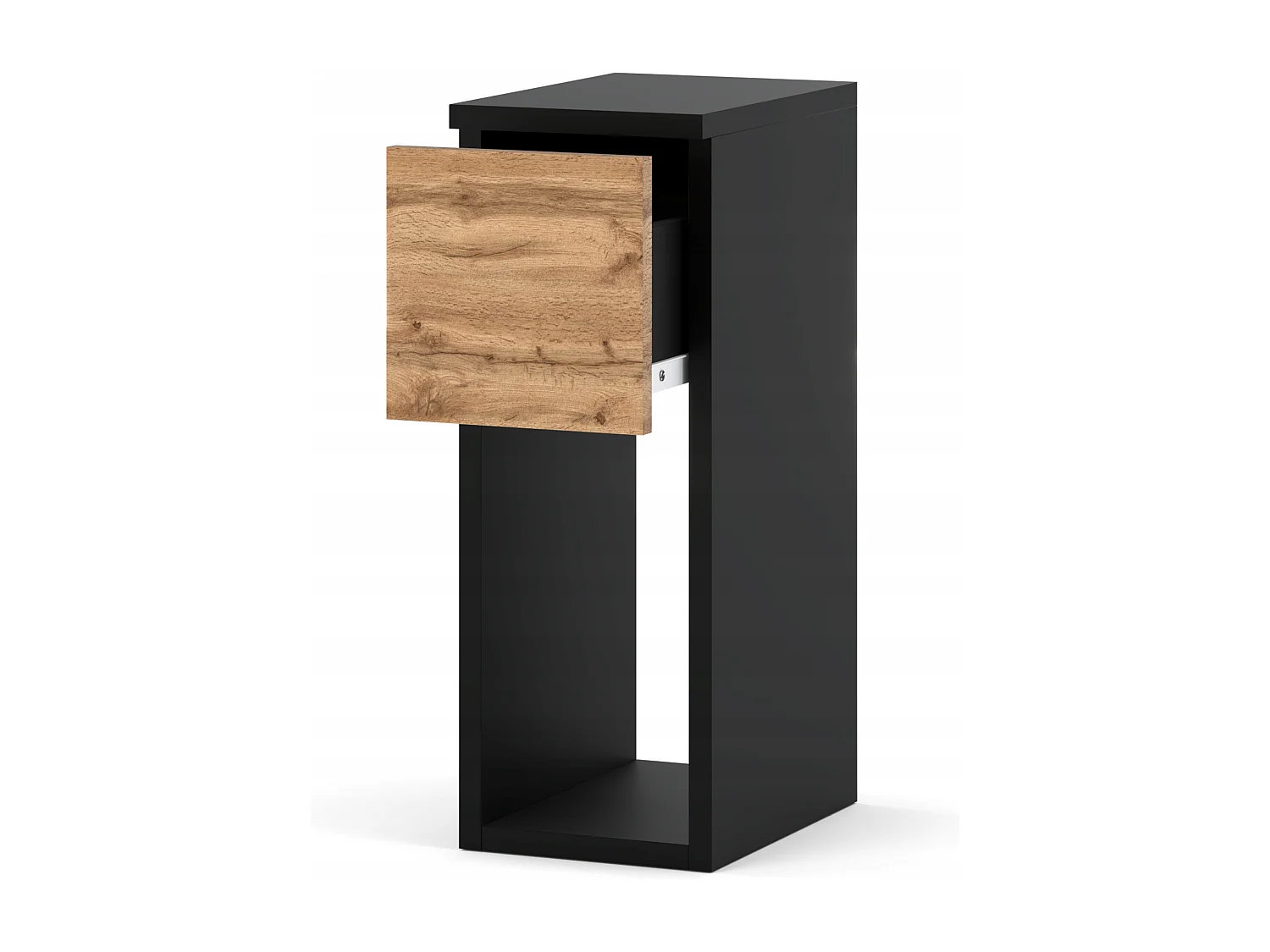 Table de chevet noire Wotan, étroite 20 cm, table de nuit pour chambre compacte