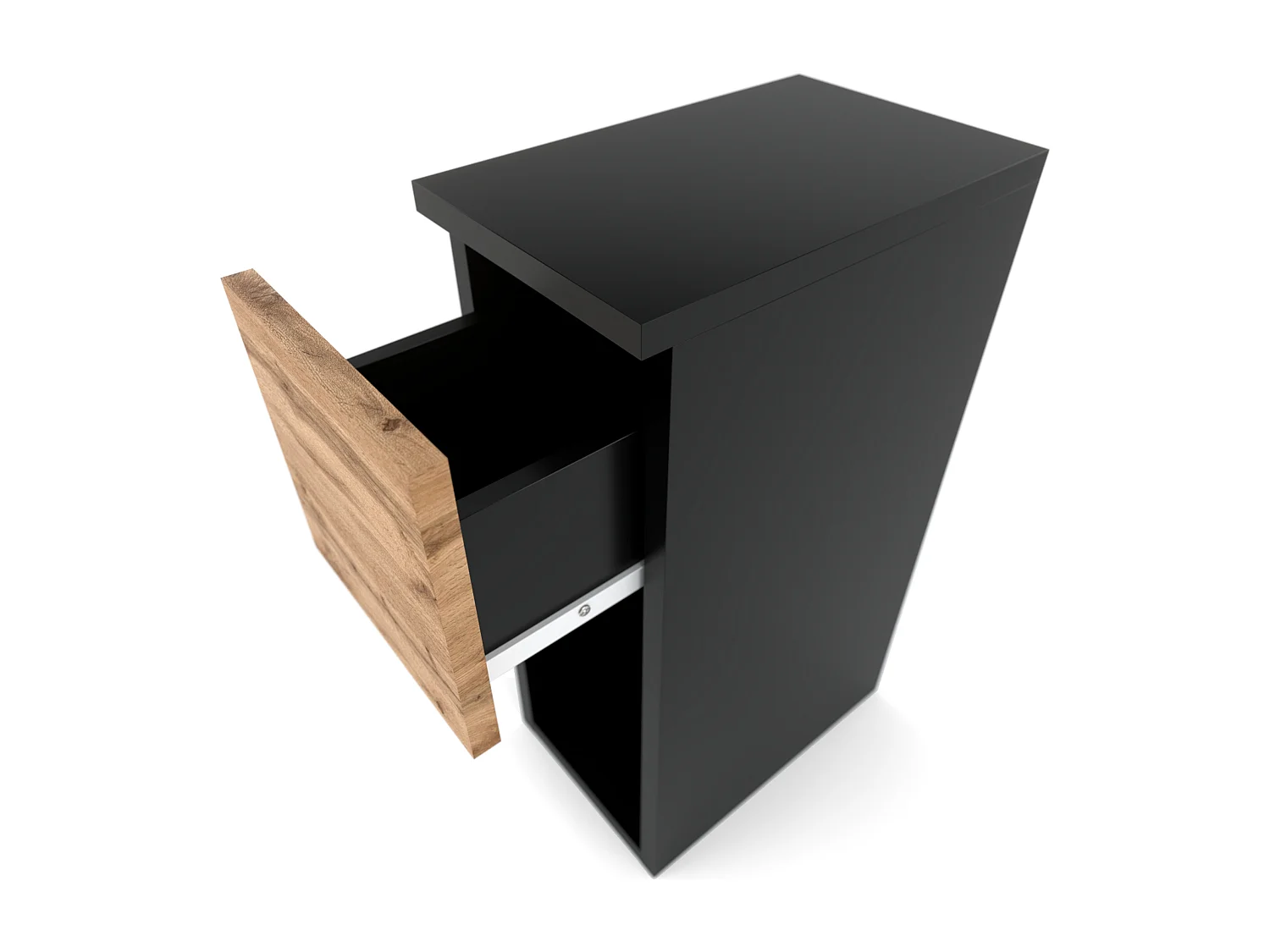 Table de chevet noire Wotan, étroite 20 cm, table de nuit pour chambre compacte